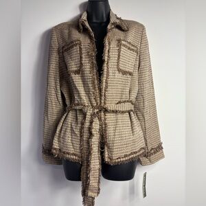 Kate Hill Women's Size 12P Brown Gold Mine Petite ClassyTweed Jacket